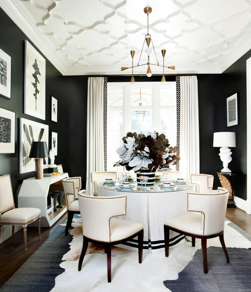 Black and White Transitional Dining Room Design