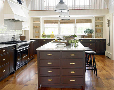 Tradtional Kitchen with Dark Walnut and White Cabinets