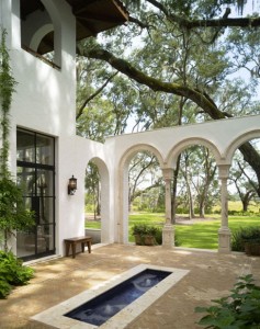 Courtyard Design with Pool and Arches