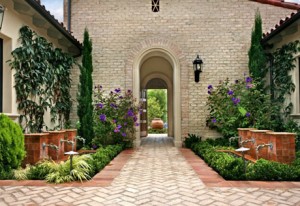 Tuscan Design Exterior with Fountains