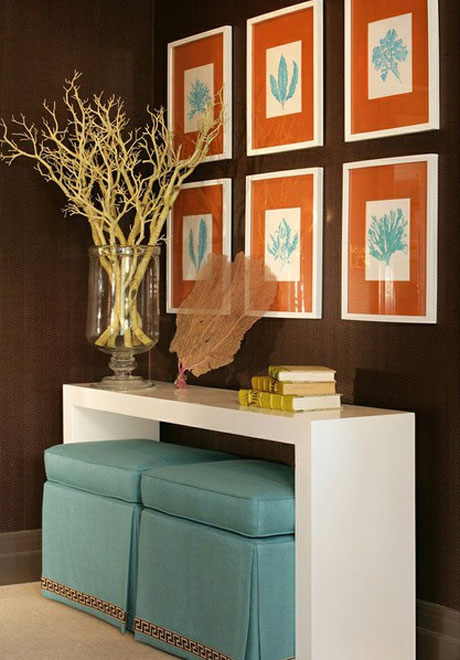 Orange-Turquoise-Console-Table-Interior Design