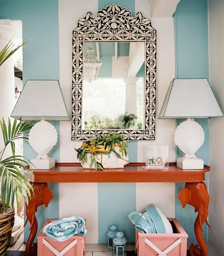 Turquoise and Orange Interiors