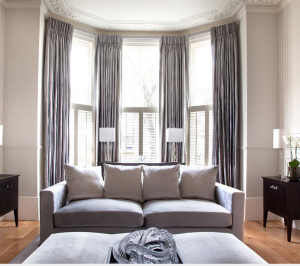 Gray silk curtains