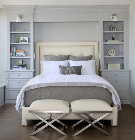 Gray & Cream Transitional Bedroom Design