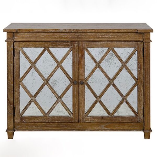 Antique Glass Chest Grey Wash Front View Noir