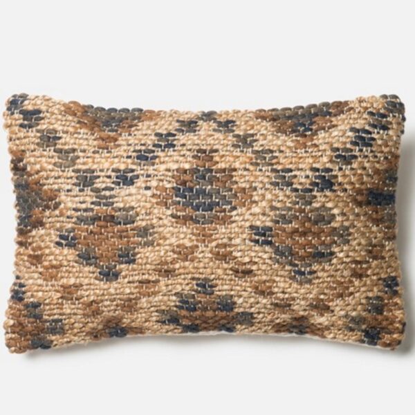 Grey Brown Tan Jute Kidney Pillow