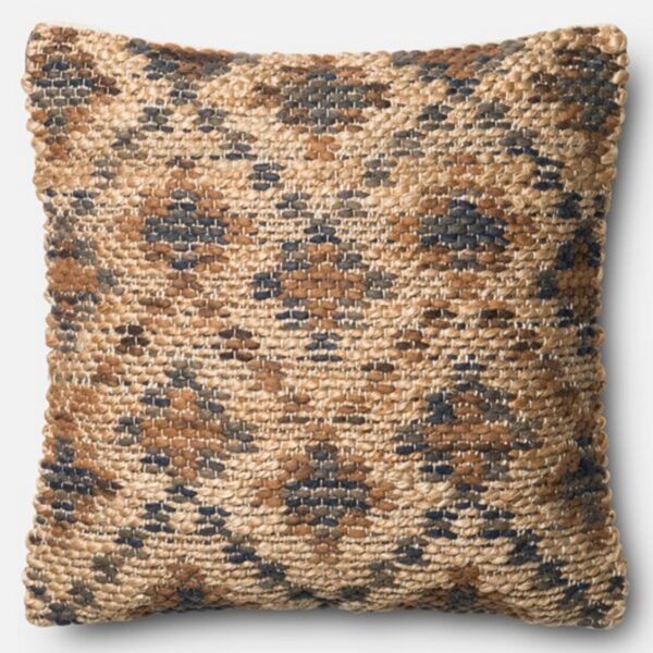 Blue Brown Beige Jute Pillow