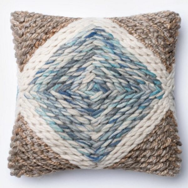 Blue White Taupe Pillow