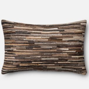 Brown Leather Patchwork Kidney Pillow