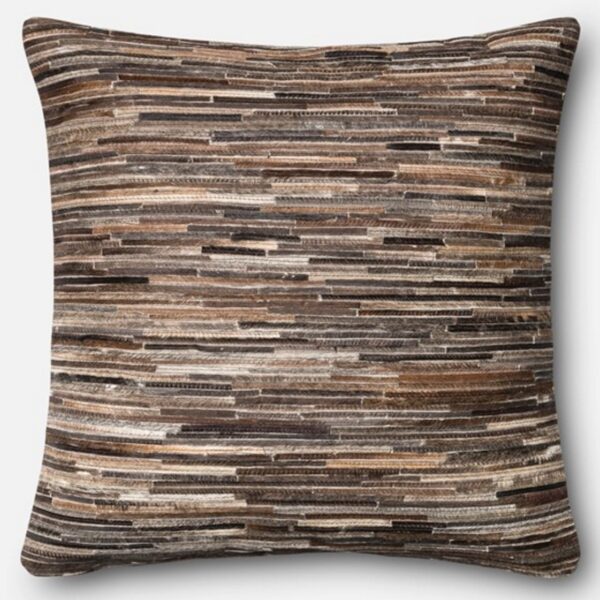 Brown Leather Patchwork Pillow