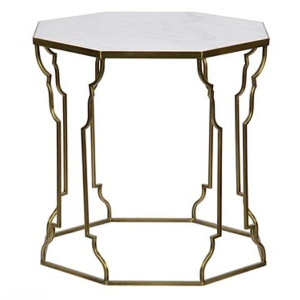 Corinthain Side Table Quartz Antique Brass Noir