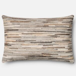 Grey Leather Patchwork Kidney Pillow