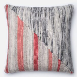 Grey Coral Red Pillow