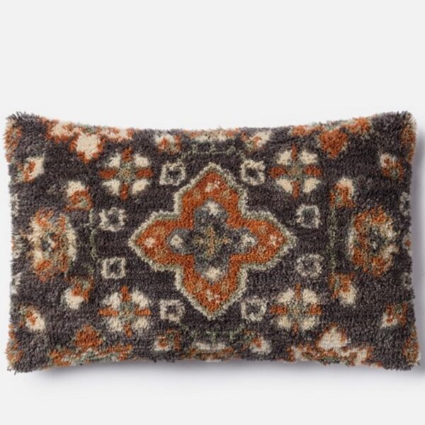 Grey Rust Beige Kidney Pillow