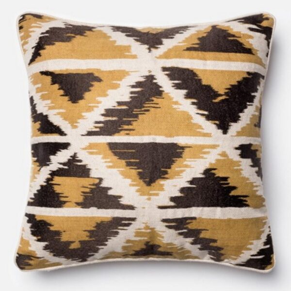 18" Grey Yellow Black White Pillow