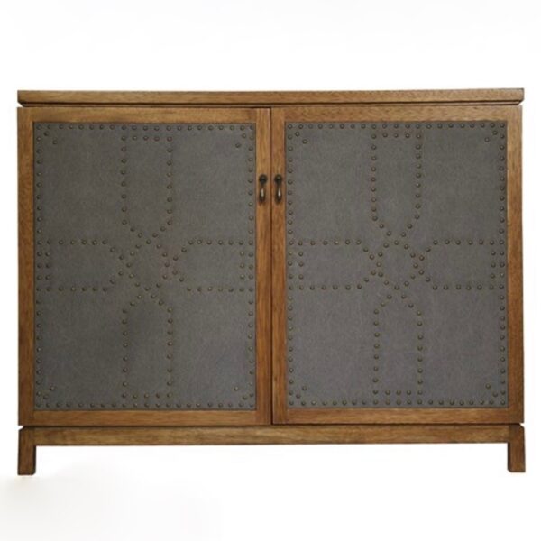 London Sideboard Walnut Fabric Front View Noir Furniture