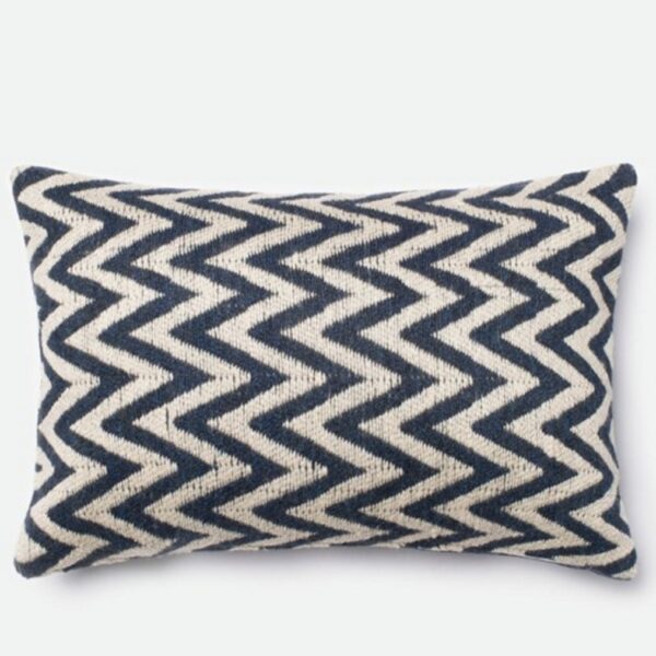 Navy Beige Chevron Kidney Pillow