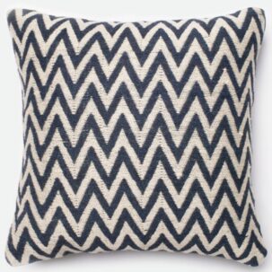 Navy Beige Chevron Pillow