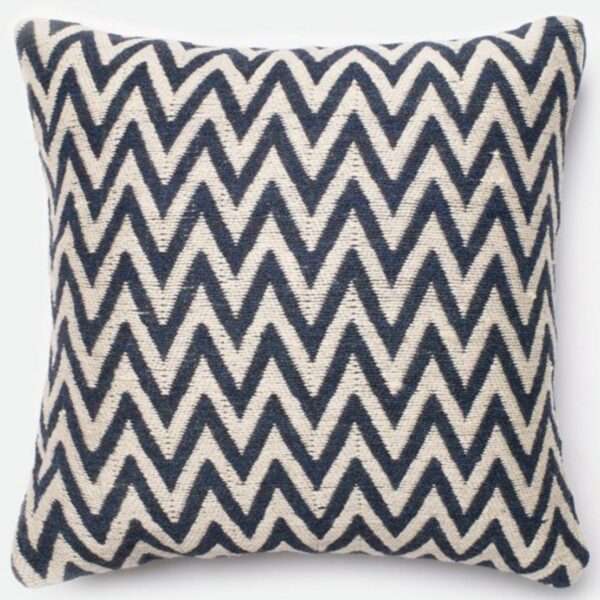 Navy Beige Chevron Pillow