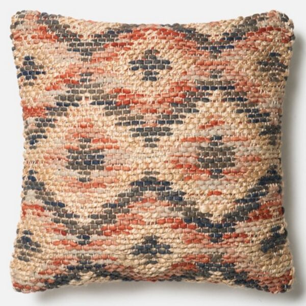 Red Grey Beige Jute Pillow