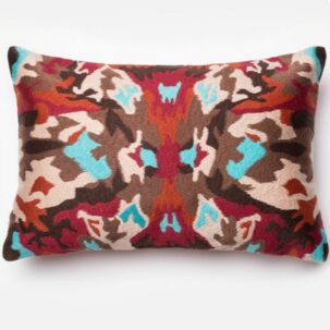 Red Multi Abstract Kidney Pillow