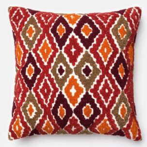 Red Orange Olive Green Brown Pillow